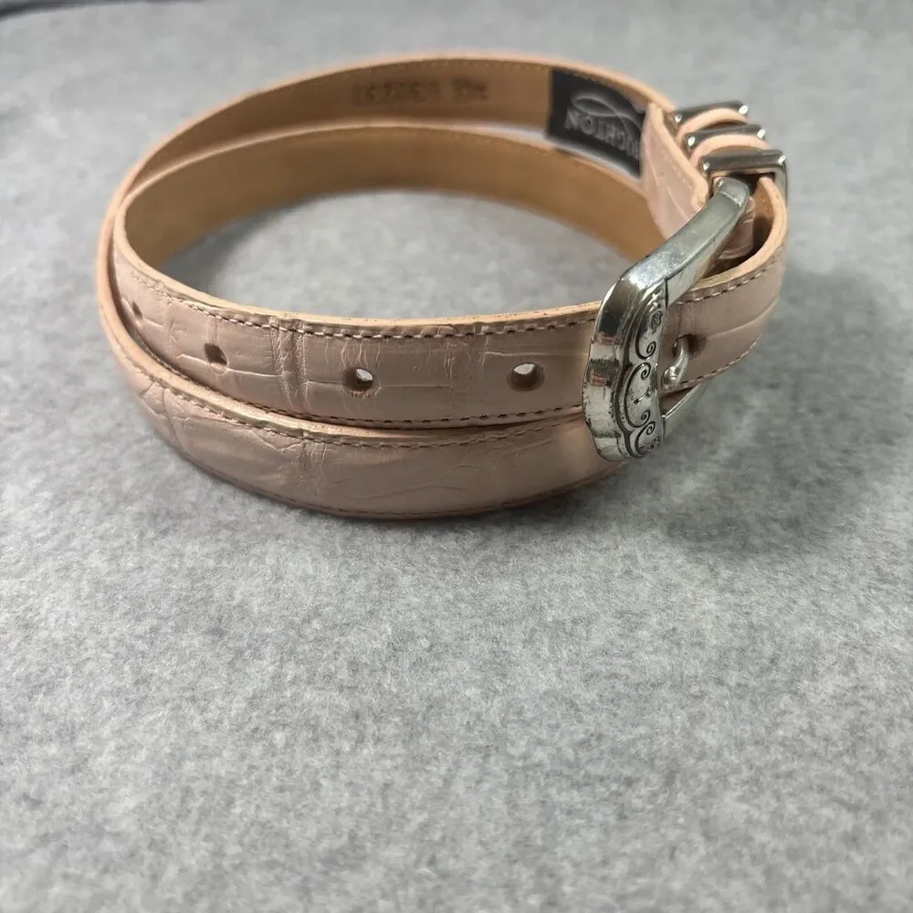 Brighton Onyx Leather Belt Women's Size 30 Pink Alligator Grain Golf Charms‎